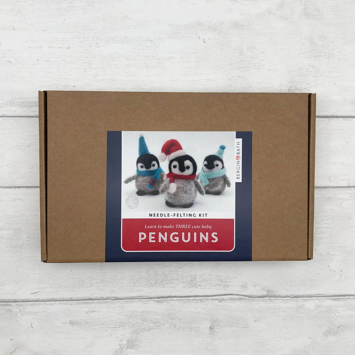 Needle felting kit - Baby Penguins. Make THREE penguins.